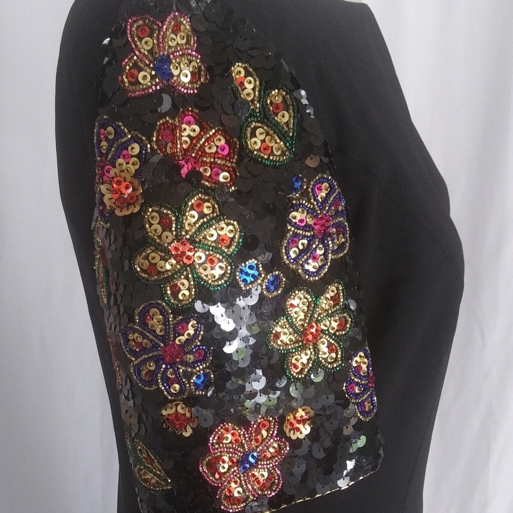 Nah Nah Vintage black dress with sequins Sleeves, Size‎ 6P - Picture 8 of 12